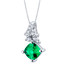 Simulated Emerald Sterling Silver Flair Pendant Necklace