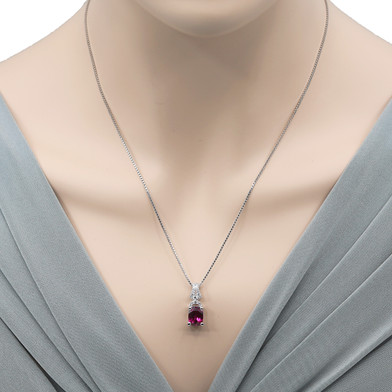 Created Ruby Sterling Silver Ritzy Pendant Necklace