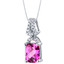 Created Pink Sapphire Sterling Silver Ritzy Pendant Necklace