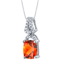Created Padparadscha Sapphire Sterling Silver Ritzy Pendant Necklace
