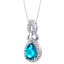London Blue Topaz Sterling Silver Regina Halo Pendant Necklace