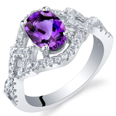 Amethyst Sterling Silver Lace Ring Sizes 5 to 9
