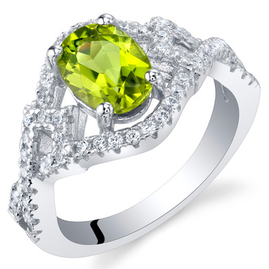 Peridot Sterling Silver Lace Ring Sizes 5 to 9