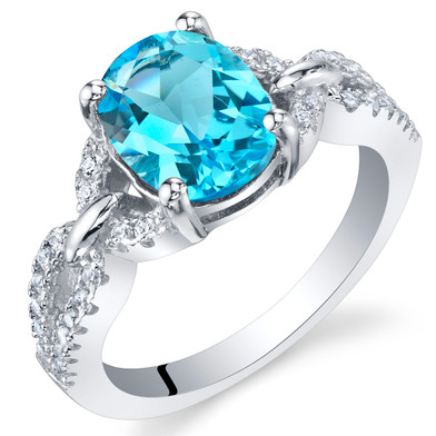 Swiss Blue Topaz Sterling Silver Forever Ring Sizes 5 to 9