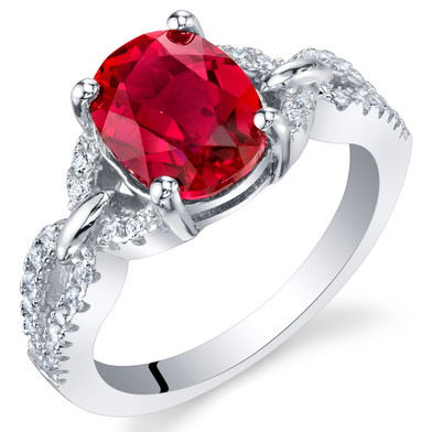 2.50 Carats Created Ruby Sterling Silver Forever Ring Sizes 5 to 9