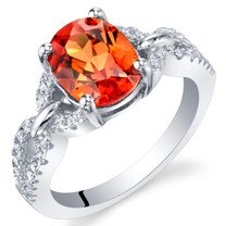 Created Padparadscha Sapphire Sterling Silver Forever Ring Sizes 5 to 9