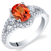 Created Padparadscha Sapphire Sterling Silver Keepsake Ring Sizes 5 to 9