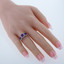 Amethyst Sterling Silver 3 Stone Halo Ring Sizes 5 to 9