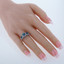 London Blue Topaz Sterling Silver 3 Stone Halo Ring Sizes 5 to 9