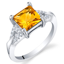 Citrine Sterling Silver Sweetheart Ring Sizes 5 to 9