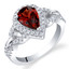 Garnet Sterling Silver Halo Crest Ring Sizes 5 to 9