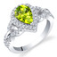 Peridot Sterling Silver Halo Crest Ring Sizes 5 to 9