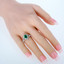 Simulated Emerald Sterling Silver Halo Crest Ring Sizes 5 to 9