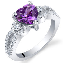 Amethyst Sterling Silver Heart Soulmate Ring Sizes 5 to 9