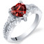 Garnet Sterling Silver Heart Soulmate Ring Sizes 5 to 9