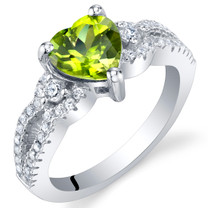 Peridot Sterling Silver Heart Soulmate Ring Sizes 5 to 9