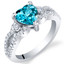 London Blue Topaz Sterling Silver Heart Soulmate Ring Sizes 5 to 9