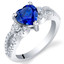 Created Blue Sapphire Sterling Silver Heart Soulmate Ring Sizes 5 to 9