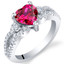 Created Ruby Sterling Silver Heart Soulmate Ring Sizes 5 to 9