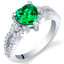 Simulated Emerald Sterling Silver Heart Soulmate Ring Sizes 5 to 9
