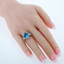 6 Carat Swiss Blue Topaz Sterling Silver Cushion Halo Ring Sizes 5 to 9