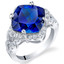 7.50 Carat Created Blue Sapphire Sterling Silver Cushion Halo Ring Sizes 5 to 9