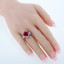7.50 Carat Created Ruby Sterling Silver Cushion Halo Ring Sizes 5 to 9