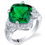 7.50 Carat Simulated Emerald Sterling Silver Cushion Halo Ring Sizes 5 to 9