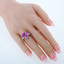 7.50 Carat Created Pink Sapphire Sterling Silver Cushion Halo Ring Sizes 5 to 9