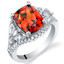 3.75 Carat Created Padparadscha Sapphire Sterling Silver Legacy Ring Sizes 5 to 9