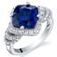 4.50 Carat Created Blue Sapphire Sterling Silver Tier Halo Ring Sizes 5 to 9