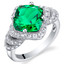 3.50 Carat Simulated Emerald Sterling Silver Tier Halo Ring Sizes 5 to 9
