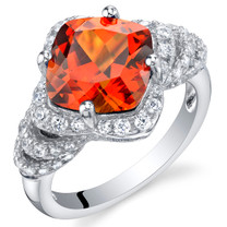 4.25 Carat Created Padparadscha Sapphire Sterling Silver Tier Halo Ring Sizes 5 to 9