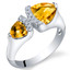Citrine Sterling Silver Trillion Cut Two-Stone Ring Sizes 5 to 9