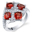 2.75 Carat Garnet Sterling Silver Quad Ring Sizes 5 to 9