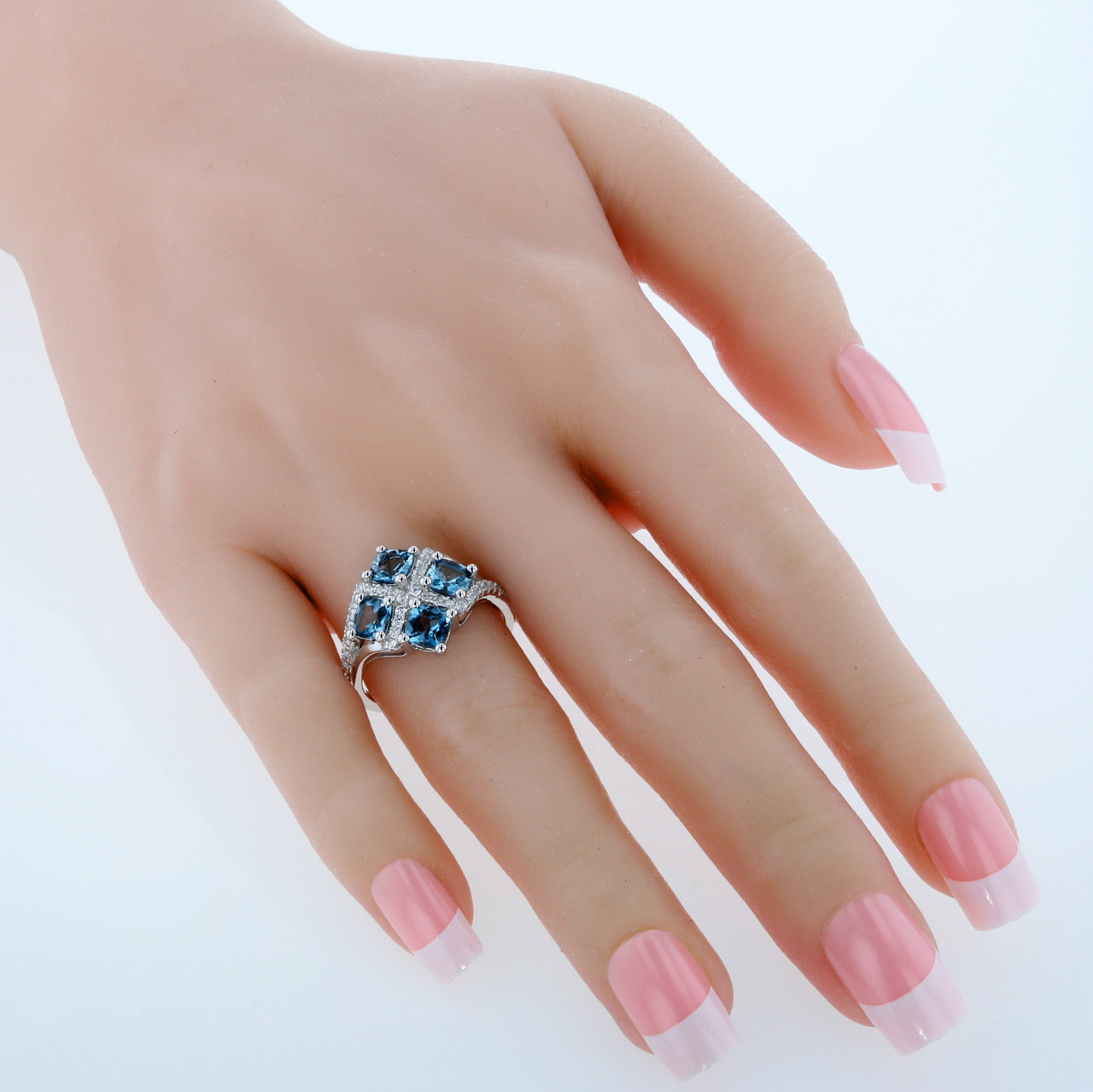 Peora Enchanting 0.50 Carats London Blue Topaz Ring in Sterling Silver Sizes 5 to 9 