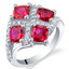 2.50 Carat Created Ruby Sterling Silver Quad Ring Sizes 5 to 9