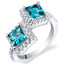 London Blue Topaz Sterling Silver Princess Cut Two-Stone Ring Sizes 5 to 9
