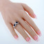 Created Blue Sapphire Sterling Silver Princess Cut Two-Stone Ring Sizes 5 to 9