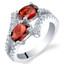Garnet Sterling Silver Two-Stone Ring Sizes 5 to 9