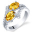 Citrine Sterling Silver Two-Stone Ring Sizes 5 to 9