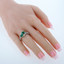 Simulated Emerald Sterling Silver Two-Stone Ring Sizes 5 to 9