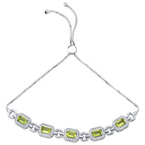 Sterling Silver Peridot Adjustable Friendship Bracelet 3.00 Carats Total