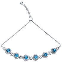 Sterling Silver London Blue Topaz Equate Adjustable Bracelet 3.75 Carats Total