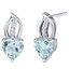 Aquamarine Sterling Silver Heart Earrings 1.25 Carats Total