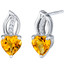 Citrine Sterling Silver Heart Earrings 1.50 Carats Total