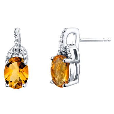 Citrine Sterling Silver Pirouette Drop Earrings 2.25 Carats Total