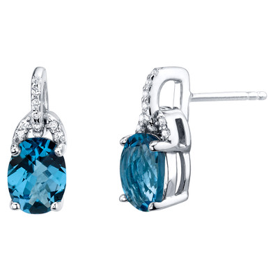 London Blue Topaz Sterling Silver Pirouette Drop Earrings 3.00 Carats Total