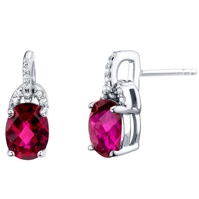 Created Ruby Sterling Silver Pirouette Drop Earrings 3.00 Carats Total
