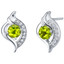 Peridot Sterling Silver Elvish Stud Earrings 1.00 Carat Total